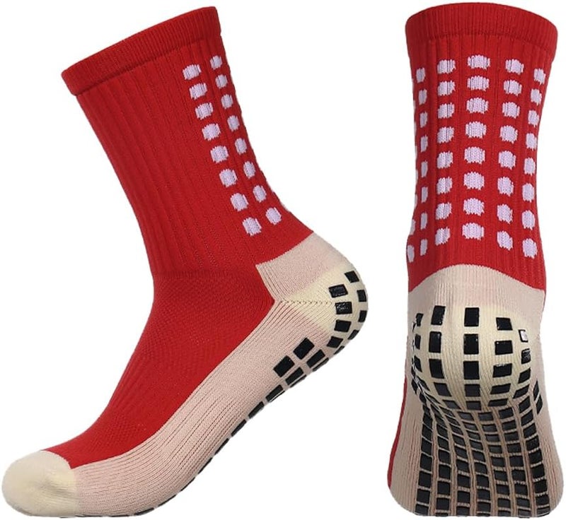 BUKEORE 2 Set Anti-Slip Grip Soccer Socks with Shin Guard Sleeves, Sports Athletic Socks for Men Women - Image 2